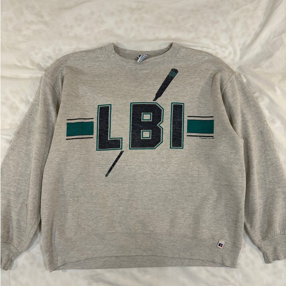 Vintage Long Beach Island Rowing Crew Pullover Sweatshirt XL Coastal Nautical
